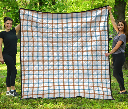 Blue And Brown Tattersall Pattern Print Quilt