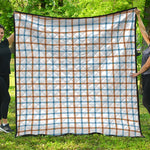 Blue And Brown Tattersall Pattern Print Quilt