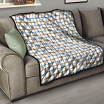 Blue And Brown Tattersall Pattern Print Quilt