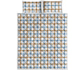 Blue And Brown Tattersall Pattern Print Quilt Bed Set