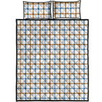 Blue And Brown Tattersall Pattern Print Quilt Bed Set