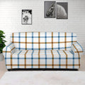 Blue And Brown Tattersall Pattern Print Sofa Cover