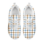 Blue And Brown Tattersall Pattern Print White Sneakers