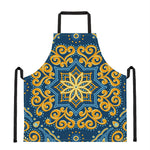 Blue And Gold Bohemian Mandala Print Apron