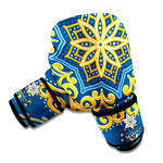 Blue And Gold Bohemian Mandala Print Boxing Gloves