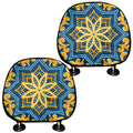 Blue And Gold Bohemian Mandala Print Car Headrest Covers