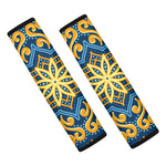 Blue And Gold Bohemian Mandala Print Car Seat Belt Covers