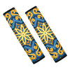 Blue And Gold Bohemian Mandala Print Car Seat Belt Covers