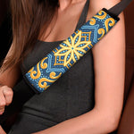 Blue And Gold Bohemian Mandala Print Car Seat Belt Covers