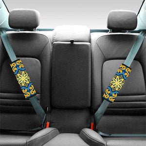 Blue And Gold Bohemian Mandala Print Car Seat Belt Covers