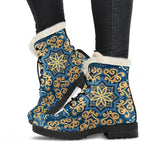 Blue And Gold Bohemian Mandala Print Comfy Boots GearFrost