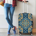 Blue And Gold Bohemian Mandala Print Luggage Cover