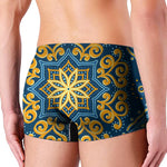 Blue And Gold Bohemian Mandala Print Men's Boxer Briefs