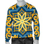 Blue And Gold Bohemian Mandala Print Men's Crewneck Sweatshirt GearFrost