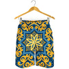 Blue And Gold Bohemian Mandala Print Men's Shorts