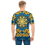 Blue And Gold Bohemian Mandala Print Men's T-Shirt