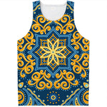 Blue And Gold Bohemian Mandala Print Men's Tank Top