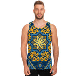 Blue And Gold Bohemian Mandala Print Men's Tank Top