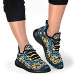 Blue And Gold Bohemian Mandala Print Mesh Knit Shoes GearFrost