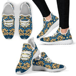 Blue And Gold Bohemian Mandala Print Mesh Knit Shoes GearFrost