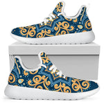 Blue And Gold Bohemian Mandala Print Mesh Knit Shoes GearFrost