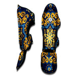 Blue And Gold Bohemian Mandala Print Muay Thai Shin Guard