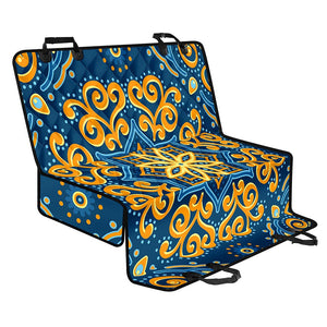 Blue And Gold Bohemian Mandala Print Pet Car Back Seat Cover