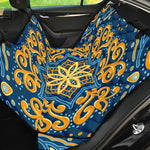 Blue And Gold Bohemian Mandala Print Pet Car Back Seat Cover