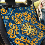 Blue And Gold Bohemian Mandala Print Pet Car Back Seat Cover