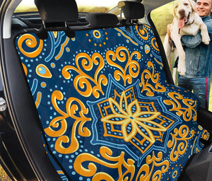 Blue And Gold Bohemian Mandala Print Pet Car Back Seat Cover