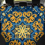 Blue And Gold Bohemian Mandala Print Pet Car Back Seat Cover