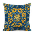 Blue And Gold Bohemian Mandala Print Pillow Cover