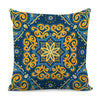 Blue And Gold Bohemian Mandala Print Pillow Cover