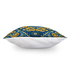 Blue And Gold Bohemian Mandala Print Pillow Cover