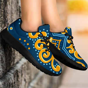 Blue And Gold Bohemian Mandala Print Sport Shoes GearFrost