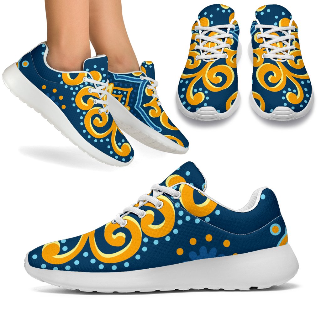 Blue And Gold Bohemian Mandala Print Sport Shoes GearFrost