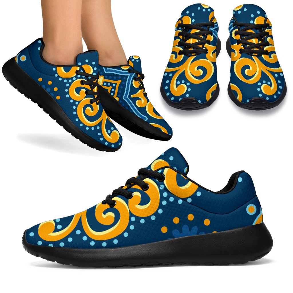 Blue And Gold Bohemian Mandala Print Sport Shoes GearFrost