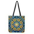 Blue And Gold Bohemian Mandala Print Tote Bag