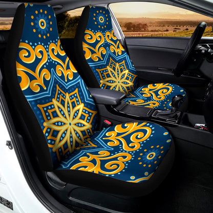 Blue And Gold Bohemian Mandala Print Universal Fit Car Seat Covers