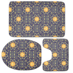 Blue And Gold Celestial Pattern Print 3 Piece Bath Mat Set