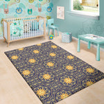 Blue And Gold Celestial Pattern Print Area Rug