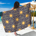 Blue And Gold Celestial Pattern Print Beach Sarong Wrap