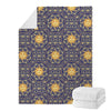 Blue And Gold Celestial Pattern Print Blanket