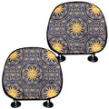 Blue And Gold Celestial Pattern Print Car Headrest Covers