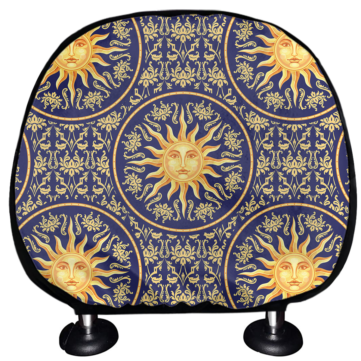 Blue And Gold Celestial Pattern Print Car Headrest Covers