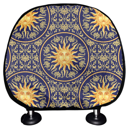 Blue And Gold Celestial Pattern Print Car Headrest Covers