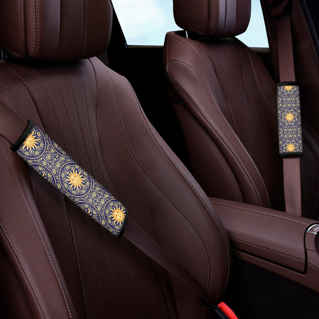 Blue And Gold Celestial Pattern Print Car Seat Belt Covers