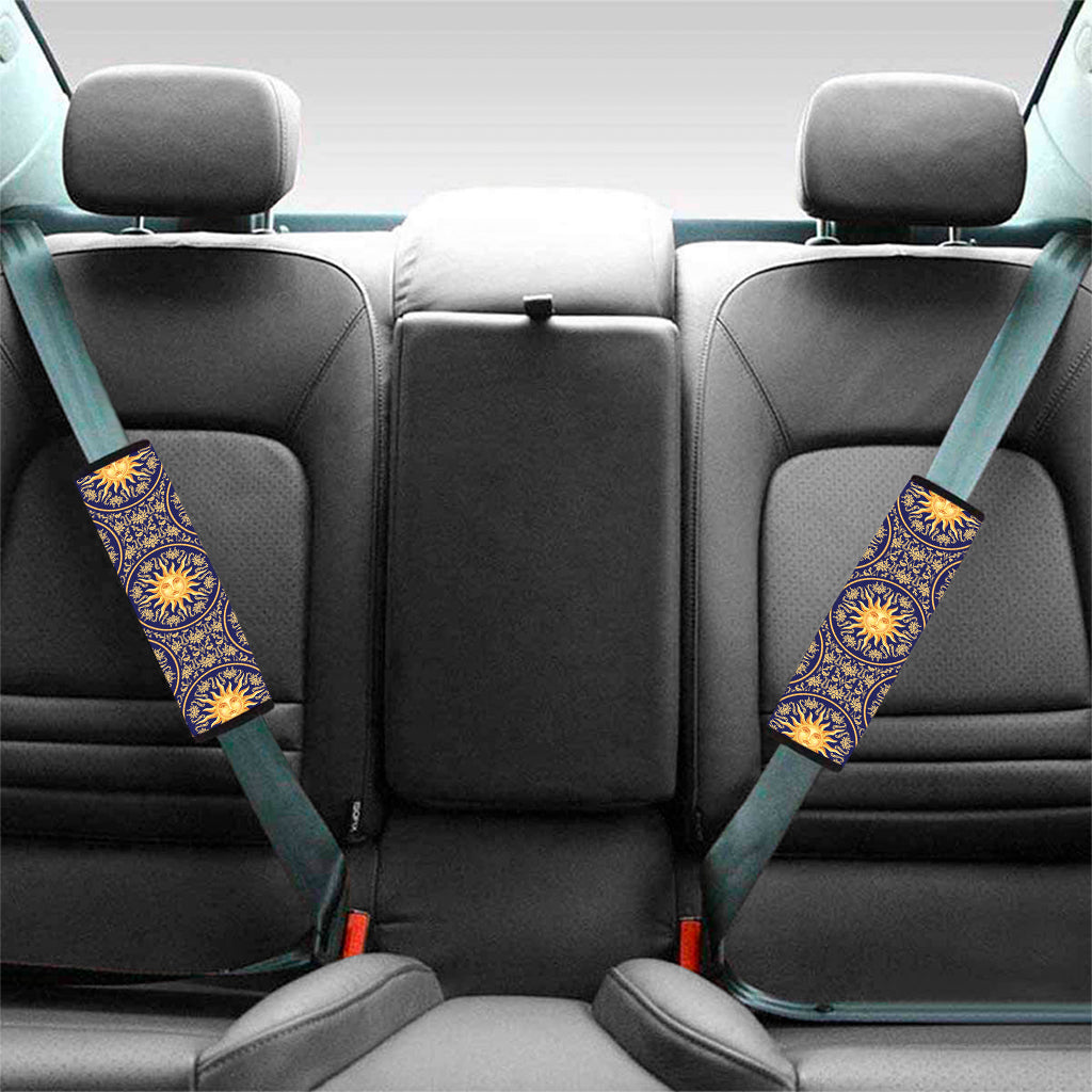 Blue And Gold Celestial Pattern Print Car Seat Belt Covers