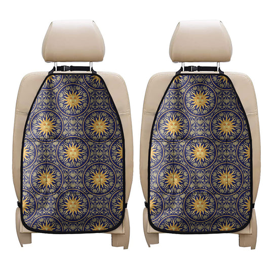 Blue And Gold Celestial Pattern Print Car Seat Organizers