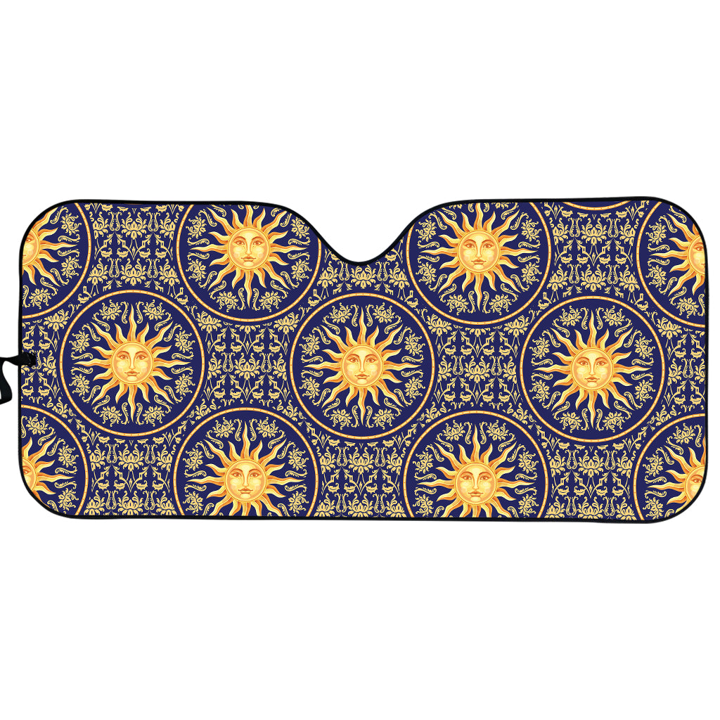Blue And Gold Celestial Pattern Print Car Sun Shade